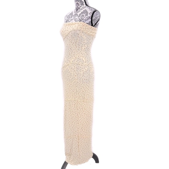 Edikted Lynn Strapless Romantic Floral Rib Knit Cream Maxi Dress, XS - Picture 11 of 15